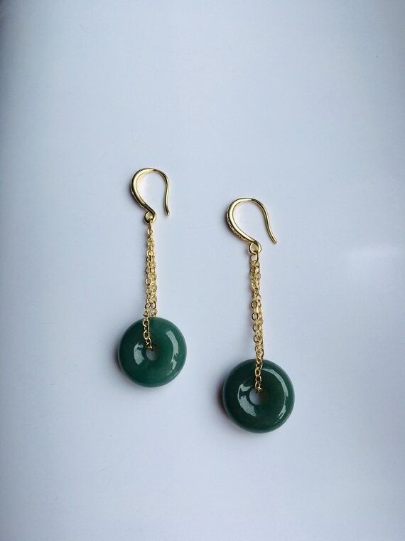 Round jade earrings sale