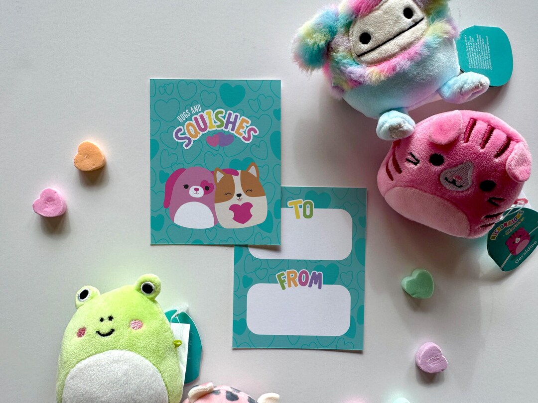 Squishmallow Download Printable Valentine Cute Hugs and Squishes - Etsy