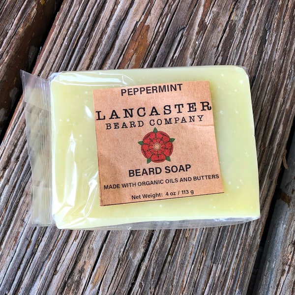 Peppermint Beard Soap, Made with Organic Oils and Butters