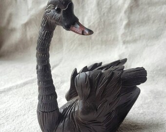 Antique Carved Wood Swan with Articulated Neck - Black Forest, Germany (late 19C)