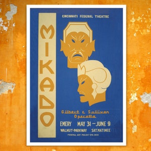 Vintage Opera Poster for the "Mikado" (c.1936) Gilbert & Sullivan - Premium Reproduction Giclée Fine Art Print