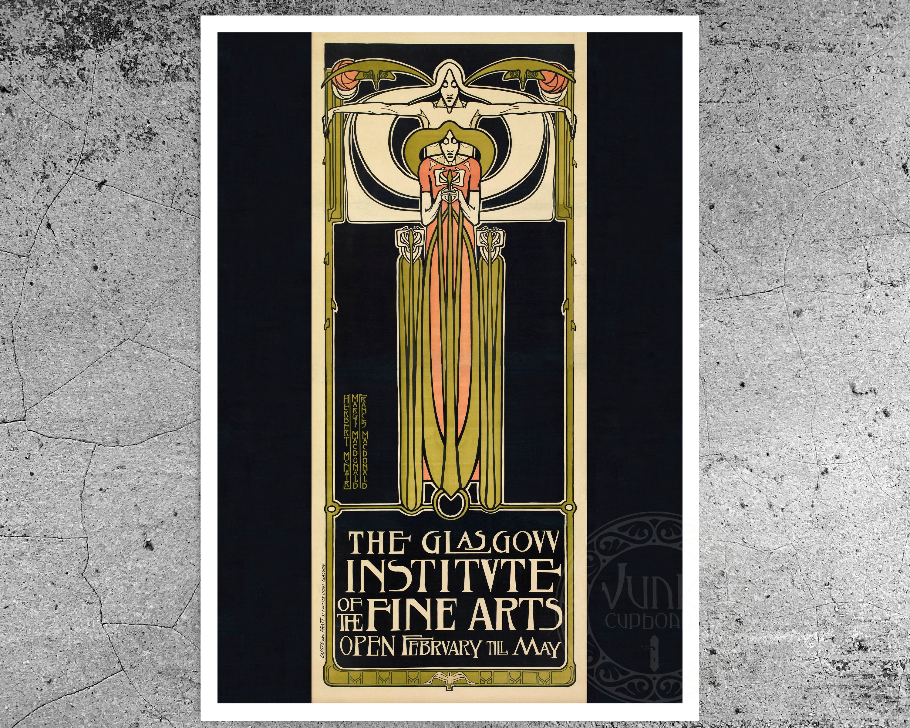 マッキントッシュ『GLASGOW Institute of Fine Arts』 Vintage Advertising Poster 