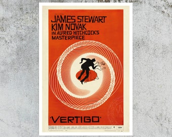 Vintage Movie Poster "Vertigo" (1958) Alfred Hitchcock - Premium Reproduction Giclée Fine Art Print