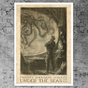 Edouard Riou "The Giant Squid" (c.1870) for "Twenty Thousand Leagues Under The Sea" (Jules Verne) - Giclée Fine Art Print