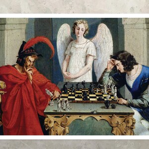Faust and Mephisto Playing Chess (c.19th Century) Anonymous - Giclée Fine Art Print
