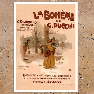 Vintage Opera Poster "La bohème" (c.1895) Adolfo Hohenstein - Premium Reproduction Giclée Fine Art Print