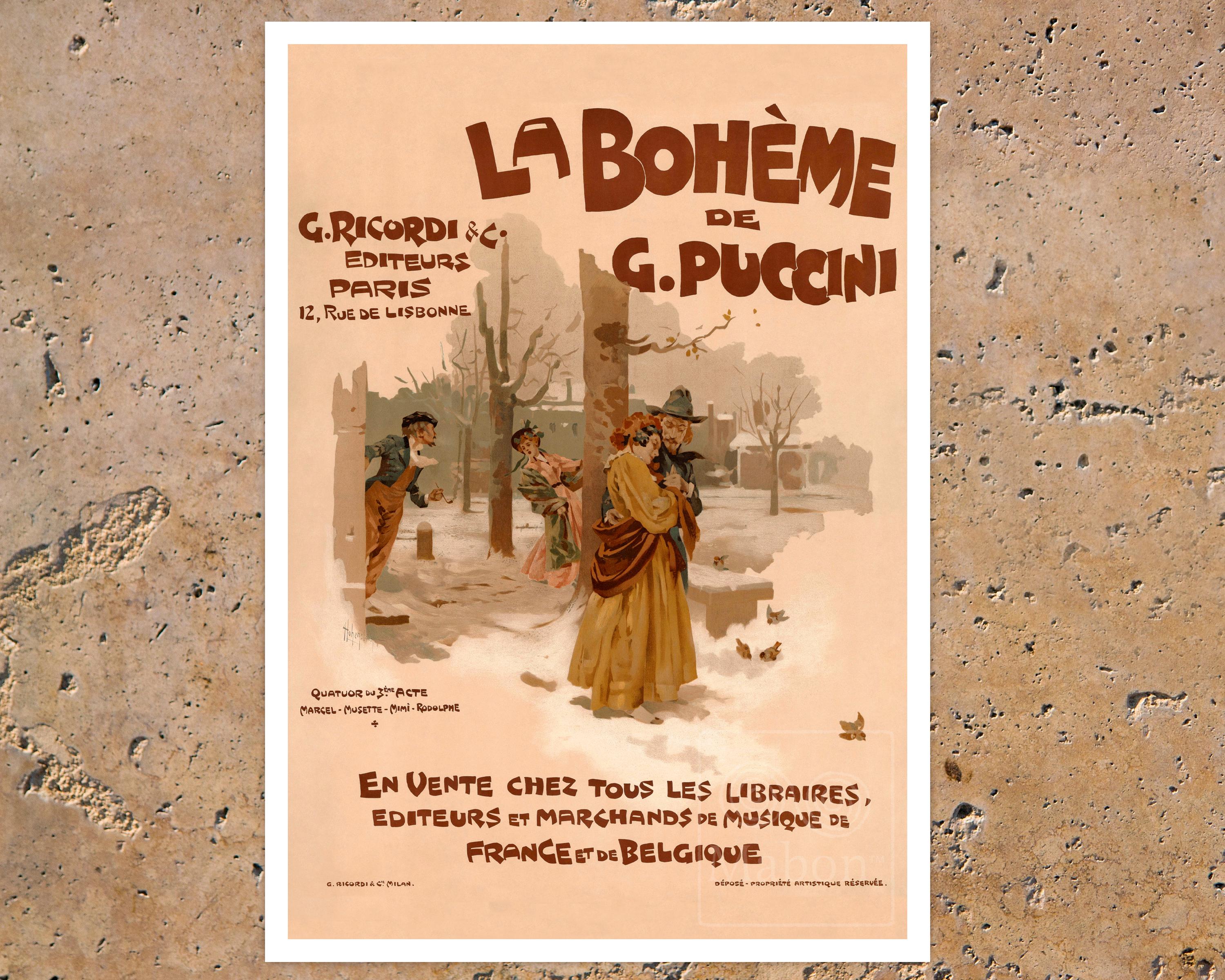 Vintage Opera Poster "La bohème" (c.1895) Adolfo Hohenstein - Premium Reproduction Giclée Fine Art Print