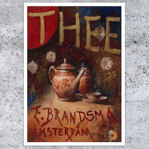 Vintage Advertising Poster "Thee van E. Brandsma" (c.1910) Theo Molkenboer - Premium Reproduction Giclée Fine Art Print