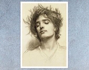 Herbert James Draper "Figure with Laurel Wreath" (c.1898) - Giclée Fine Art Print