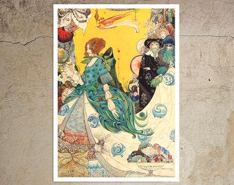 Vintage Illustration "The Lady of Decoration" Harry Clarke (c.1914) - Premium Reproduction Giclée Fine Art Print