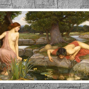 John William Waterhouse "Echo and Narcissus" (c. 1903) - Premium Reproduction Giclée Fine Art Print