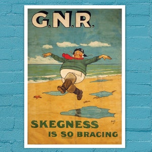 John Hassall "Skegness" (c.1908) Vintage Railway Travel Poster - Premium Reproduction Giclée Fine Art Print