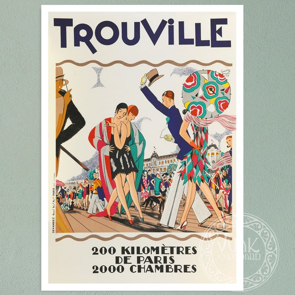 Vintage Advertising Poster "Trouville" Maurice Lauro (c.1927) - Premium Reproduction Giclée Fine Art Print