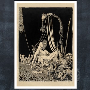 Vintage Illustration &quot;Judith Slaying Holofernes&quot; by Harry Clarke (c.1920) Premium Reproduction Giclée Fine Art Print