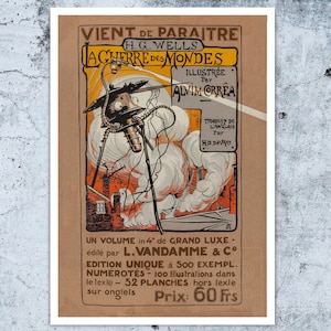 Vintage Advertising Poster "La Guerre Des Mondes" by Henrique Alvim Corrêa (1906) - Giclée Fine Art Print immagine 1