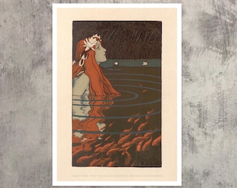 Franz Hein &quot;Nixe Vom Goldfischteich&quot; (c.1900) Jugendstil - Art Nouveau - Premium Reproduction Giclée Fine Art Print