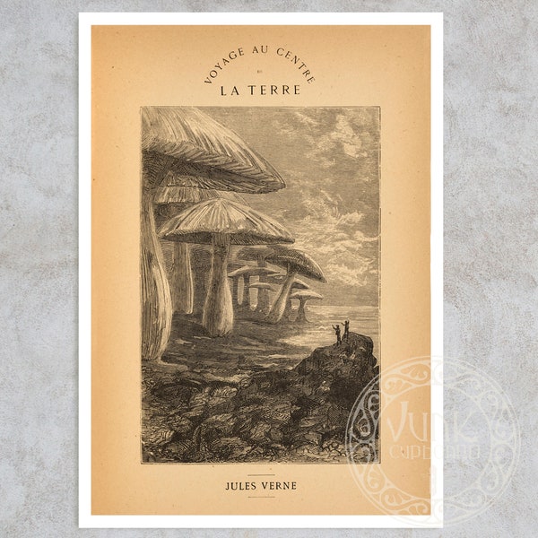 Jules Verne "The Mushroom Forest" - Vintage Book Illustration - Premium Reproduction Premium Giclée Fine Art Print