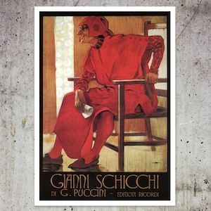 Vintage Advertising Poster for Puccini's "Gianni Schicchi" (c.1918) by Leopoldo Metlicovitz - Premium Reproduction Giclée Fine Art Print