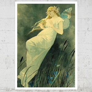 Alphonse Mucha "Elf With Iris Flowers" (c.1890) - Giclée Fine Art Print