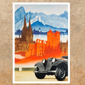 Vintage Advertising Poster "Motoring In Germany" Ludwig Hohlwein (c.1920) - Premium Reproduction Giclée Fine Art Print