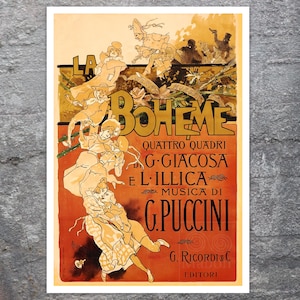 Vintage Opera Poster &quot;La bohème&quot; (c.1895) Adolfo Hohenstein - Premium Reproduction Giclée Fine Art Print