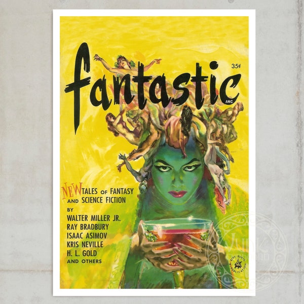 Vintage Magazine Cover "Fantastic: Summer 1952" by Barye Philips and L.R. Summers - Premium Reproduction Giclée Fine Art Print