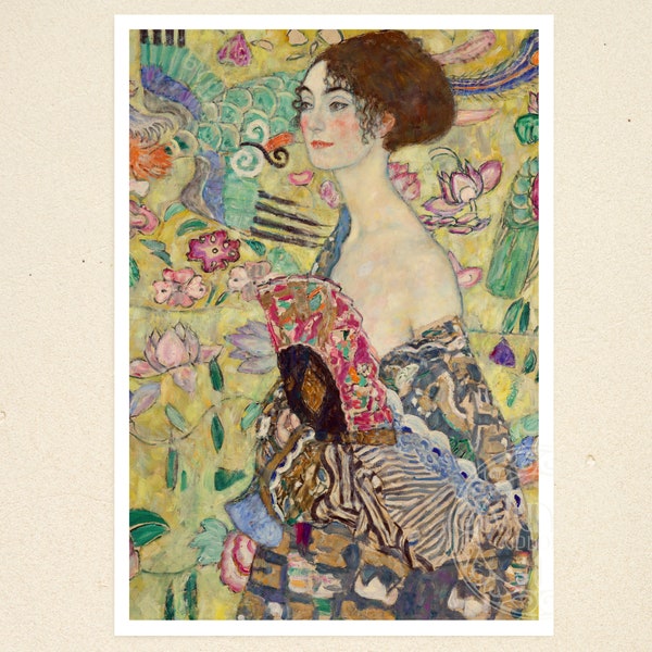 Gustav Klimt "Lady with a Fan / Dame mit Fächer" (c.1917 - 1918) - Premium Reproduction Giclée Fine Art Print