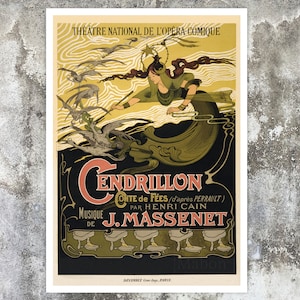 Vintage Advertising Poster "Cendrillon" Émile Bertrand (c.1899) Jules Massenet Opera - Premium Reproduction Giclée Fine Art Print