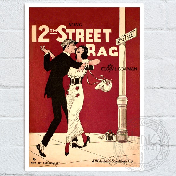 Vintage Sheet Music Cover "12th Street Rag" (c.1919) - Premium Reproduction Giclée Fine Art Print