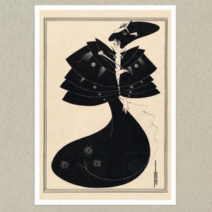 Vintage Book Illustration &quot;Salomé: The Black Cape&quot; by Aubrey Beardsley (c.1907) - Premium Reproduction Giclée Fine Art Print