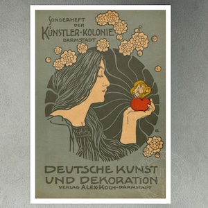 Vintage Journal Cover Art for &quot;Deutsche Kunst und Dekoration&quot; by Alex Koch (c.1900) - Premium Reproduction Giclée Fine Art Print