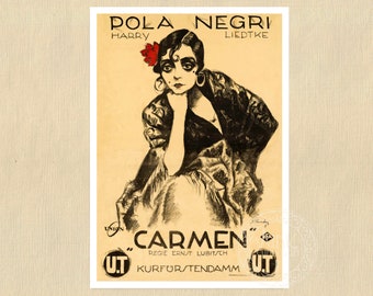 Vintage Silent Film Poster "Carmen" (1918) Pola Negri - Premium Reproduction Giclée Fine Art Print