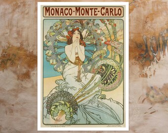 Alphonse Mucha "Monaco Monte-Carlo" (c.1897) Vintage Advertising Poster - Giclée Fine Art Print