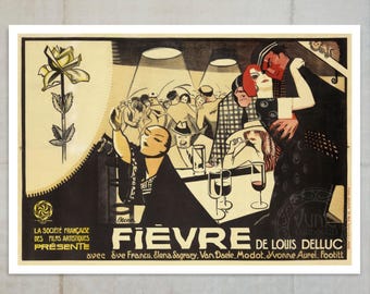 Vintage Silent Film Poster "Fièvre" by Bernard Bécan (c.1921) - Giclée Fine Art Print