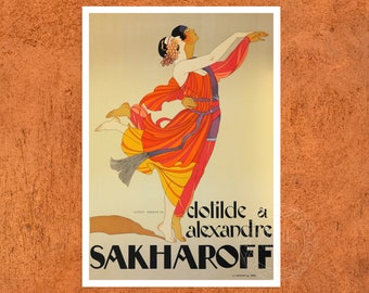 George Barbier "Clotilde & Alexandre Sakharoff" (c.1921) Vintage Poster - Premium Reproduction Giclée Fine Art Print