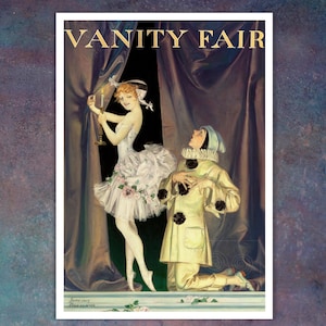 Vintage Vanity Fair Magazine Cover "Pierrot & Columbine, June 1915" Frank X. Leyendecker - Giclée Fine Art Print