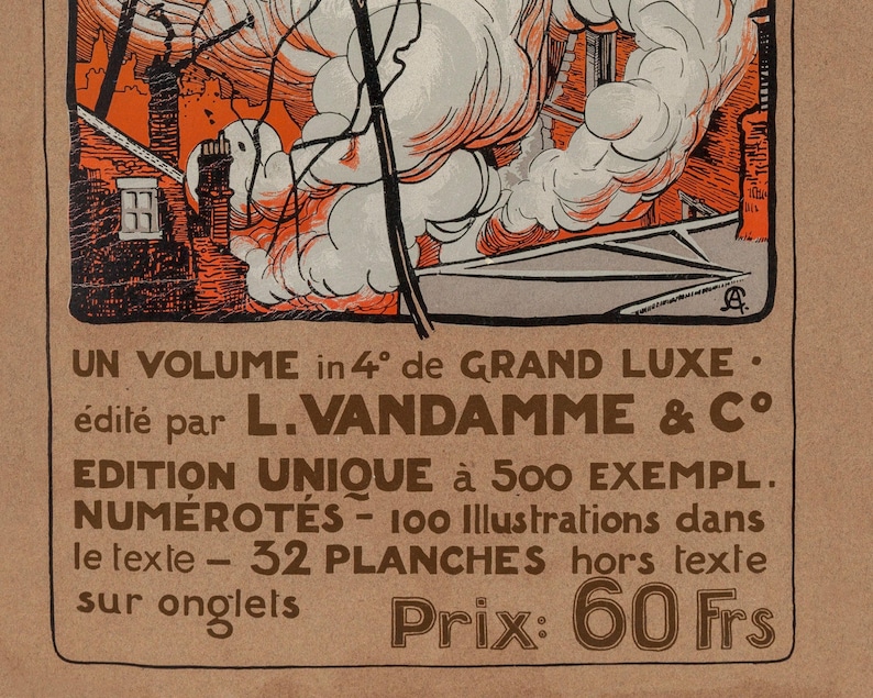 Vintage Advertising Poster "La Guerre Des Mondes" by Henrique Alvim Corrêa (1906) - Giclée Fine Art Print immagine 3
