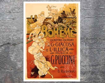 Vintage Opera Poster "La bohème" (c.1895) Adolfo Hohenstein - Premium Reproduction Giclée Fine Art Print