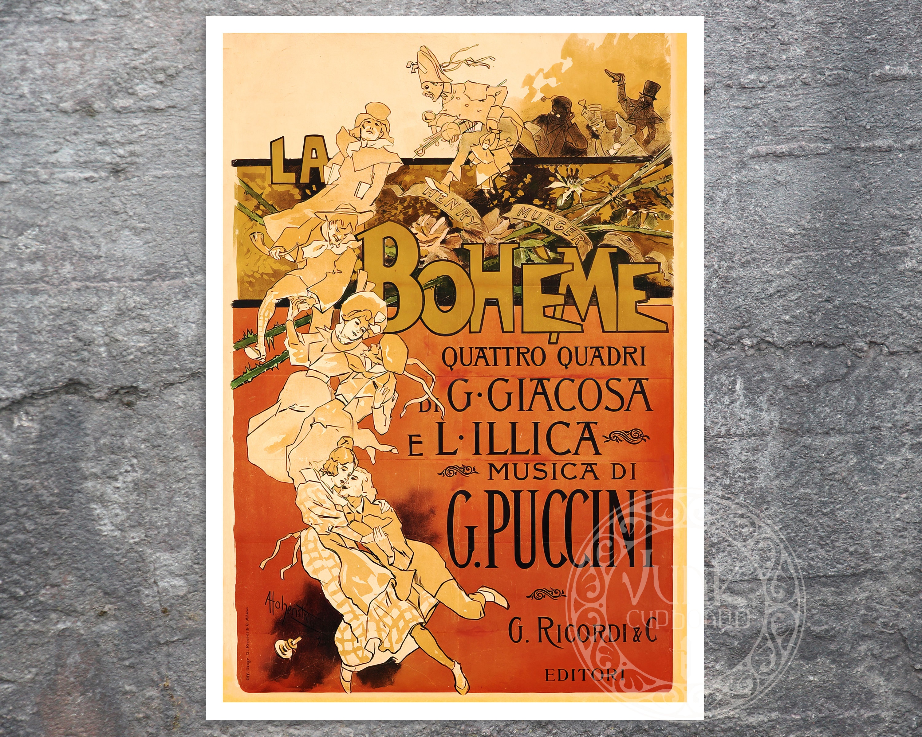 La Boheme Run Original Auto Rally Poster by Razzia Signed and 