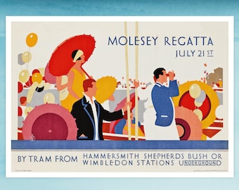 C.C.S "Molesey Regatta" (c.1928) Vintage Travel Poster - Giclée Fine Art Print