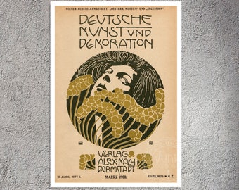 Vintage Journal Cover Art for "Deutsche Kunst und Dekoration" by Koloman Moser (c.1900) - Premium Reproduction Giclée Fine Art Print