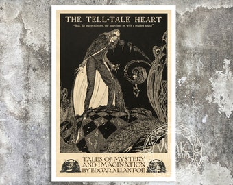 Vintage Book Illustration "The Tell-Tale Heart" Harry Clarke (c.1919) Edgar Allan Poe, Premium Reproduction Giclée Fine Art Print