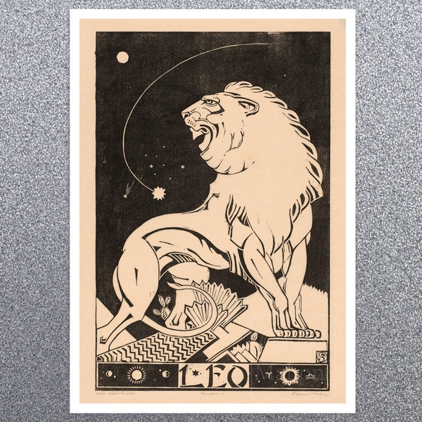 Henri van der Stok "Zodiac Sign: Leo" (c.1928) Astrological Star Constellation Birth Sign - Premium Reproduction Giclée Fine Art Print
