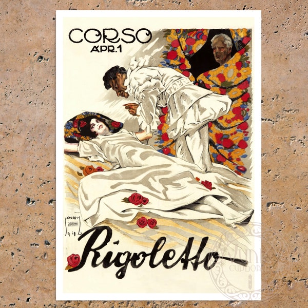 Vintage Opera Poster "Rigoletto" (c.1918) by Lipót Sátori - Premium Reproduction Giclée Fine Art Print