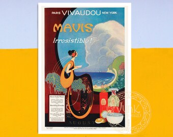 Vintage Advertising Poster "Vivaudous’s Mavis" (c.1921) by Fred L. Packer - Art Deco - Premium Reproduction Giclée Fine Art Print