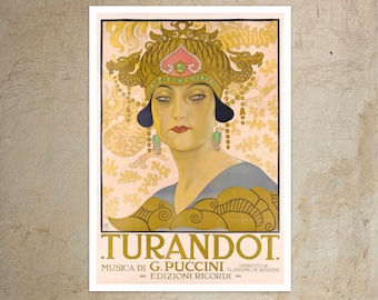 Vintage Advertising Poster for Puccini&#39;s Opera &quot;Turandot&quot; (c.1926) by Leopoldo Metlicovitz - Premium Reproduction Giclée Fine Art Print