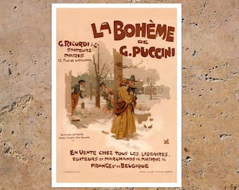 Vintage Opera Poster "La bohème" (c.1895) Adolfo Hohenstein - Giclée Fine Art Print
