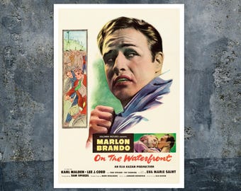 波止場 (1954) マーロン・ブランドのカルト映画ポスター復刻版 約18x12