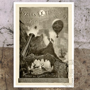 Jules Verne "Voyages Extraordinaires" - Vintage Book Illustration - Premium Reproduction Giclée Fine Art Print