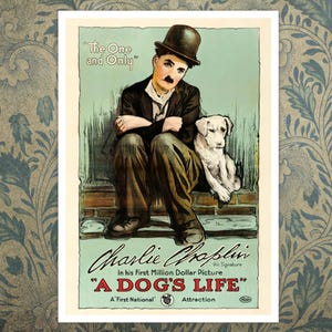 Vintage Movie Poster "A Dog's Life" (c.1918) Charlie Chaplin - Giclée Fine Art Print